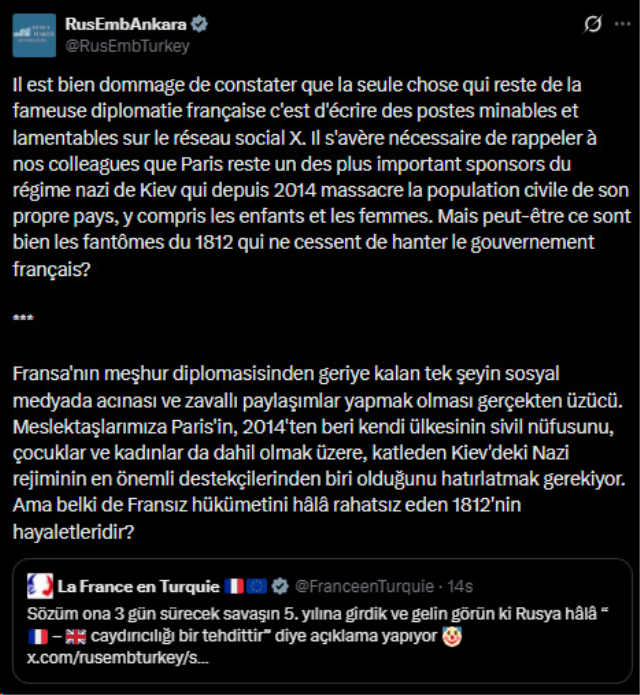 İki ülkenin Türkiye büyükelçilikleri X'te birbirine girdi