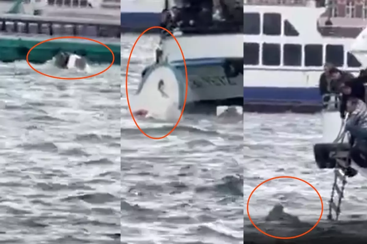 Karaköy\'de vapur tekneye çarptı, denize düşen kişi halatla kurtarıldı