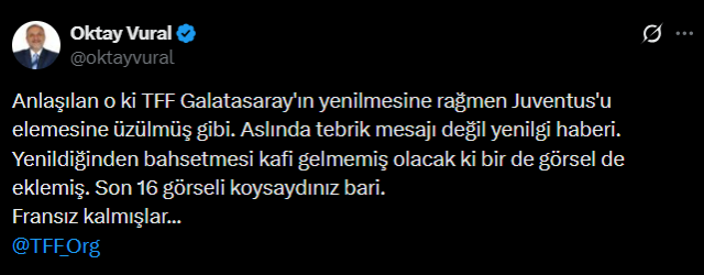 Tebrik değil yenilgi bildirisi! TFF'nin paylaşımına eski vekilden bile tepki var