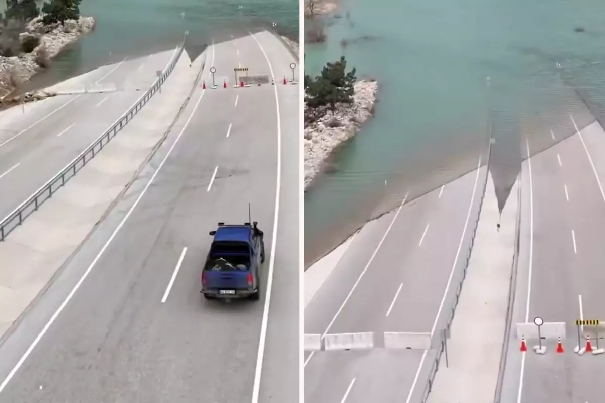 Türkiye\'nin en işlek yollarından! Bir yerden sonra deniz başlıyor