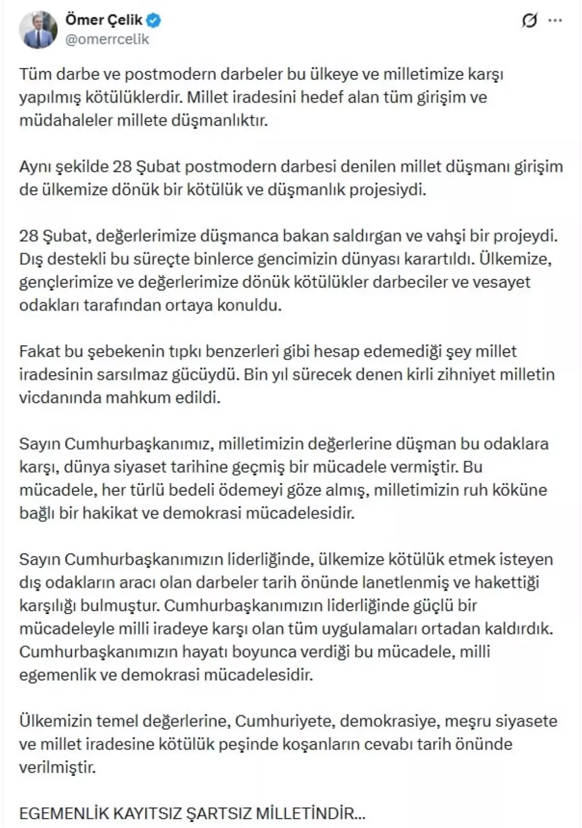 Çelik: Darbelere Karşı Güçlü Mücadele