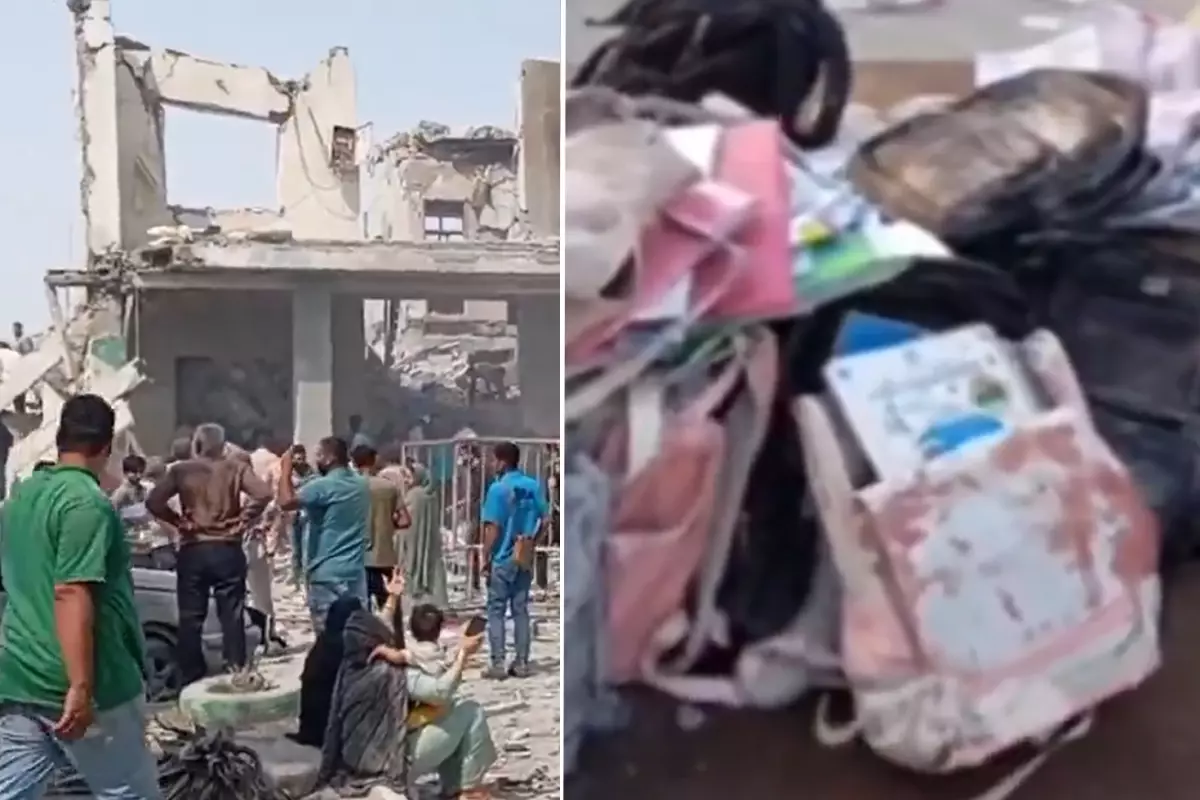 İran okul saldırısından geriye kalan kanlı çantalar oldu