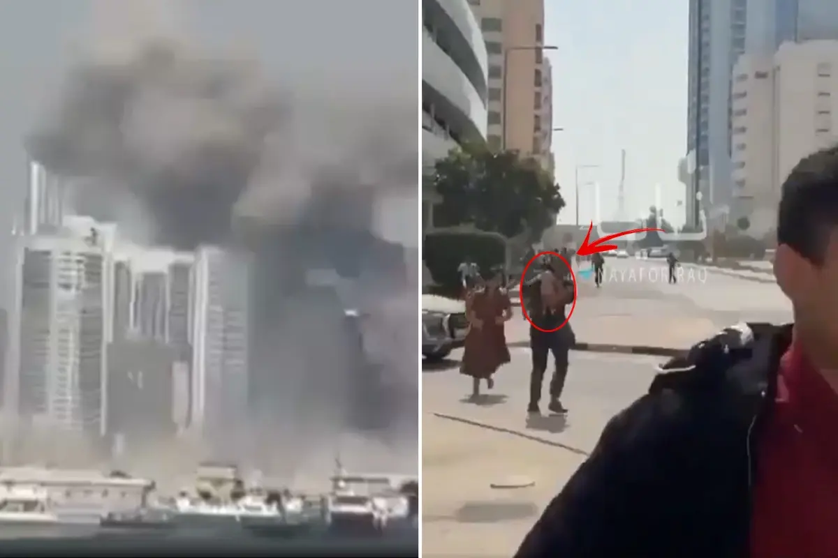 İran\'ın vurduğu Abu Dabi\'de son durum! Kucağında çocukla sığınağa koştu