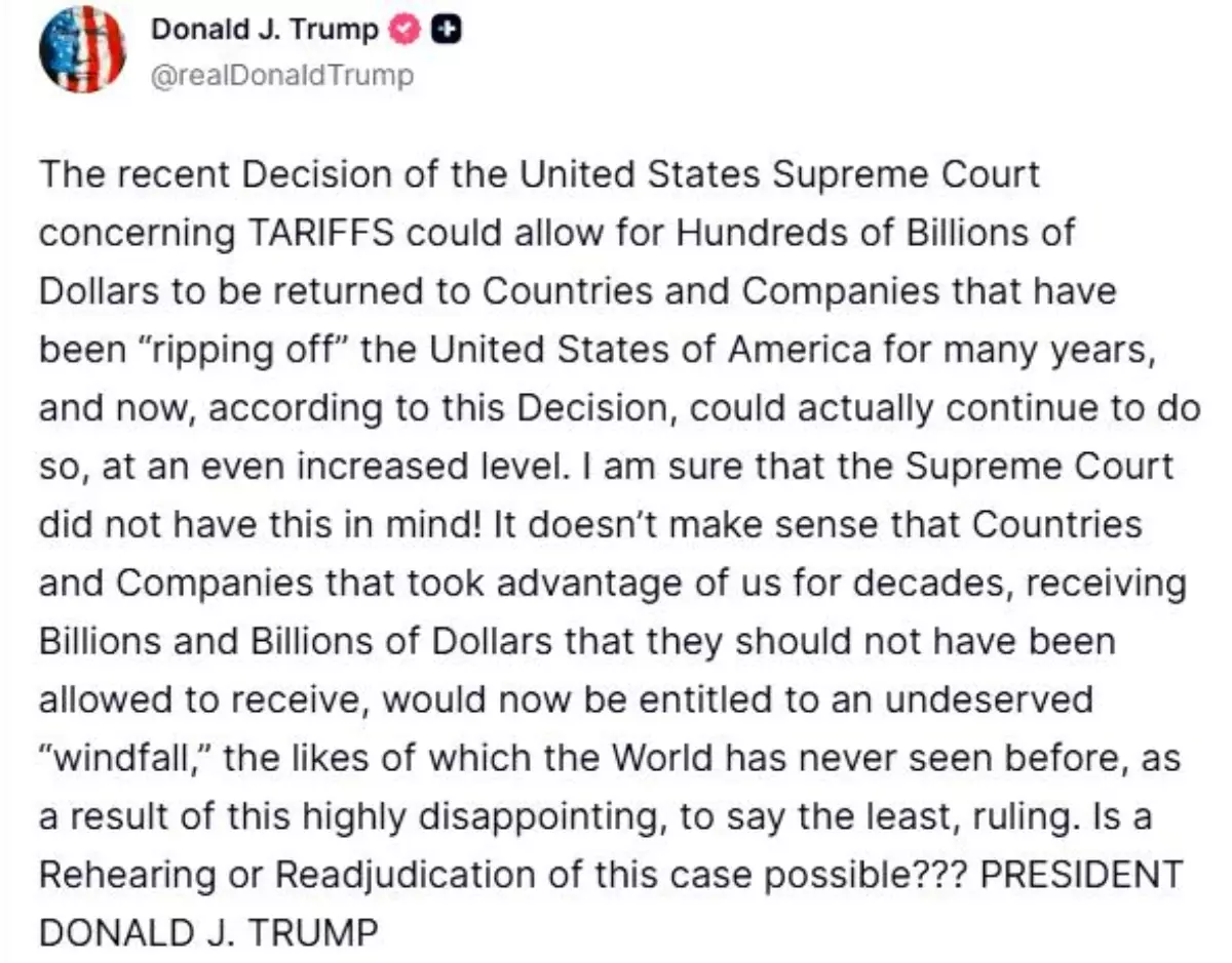 Trump\'tan Yüksek Mahkeme\'ye Gümrük Vergisi Tepkisi