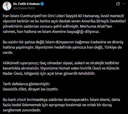 Fatih Erbakan: Siyonizmin hedefinde yalnızca İran değil, Türkiye de vardır