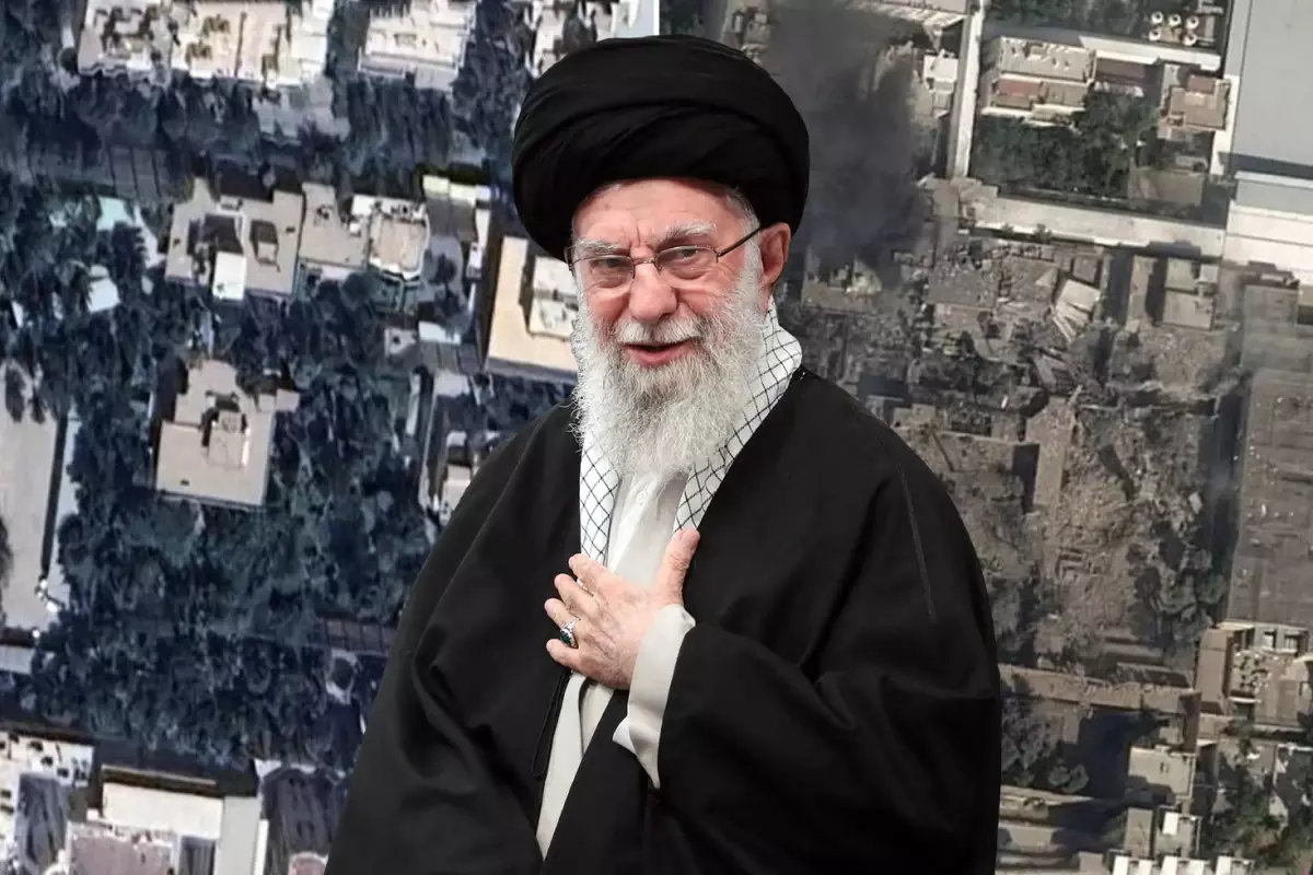 İsrail\'in 30 bombayla vurduğu Hamaney\'in konutunun önceki ve sonraki hali görüntülendi