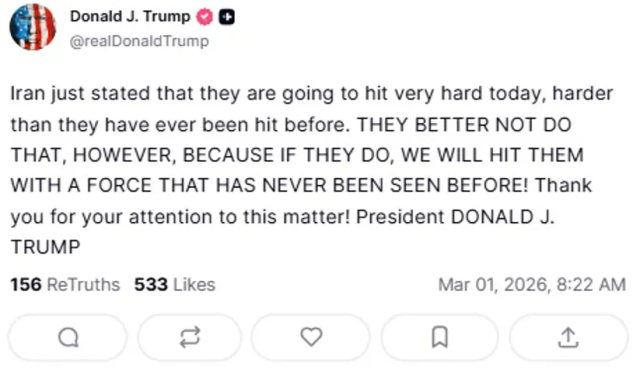 Trump'tan İran'ın 'tarihi operasyon' tehdidine ilk yanıt