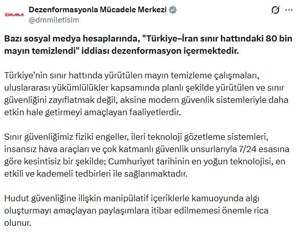Türkiye-İran sınırıyla ilgili 'mayın' iddiasına net yalanlama Türkiye-İran sınırıyla ilgili 'mayın' iddiasına net yalanlama
