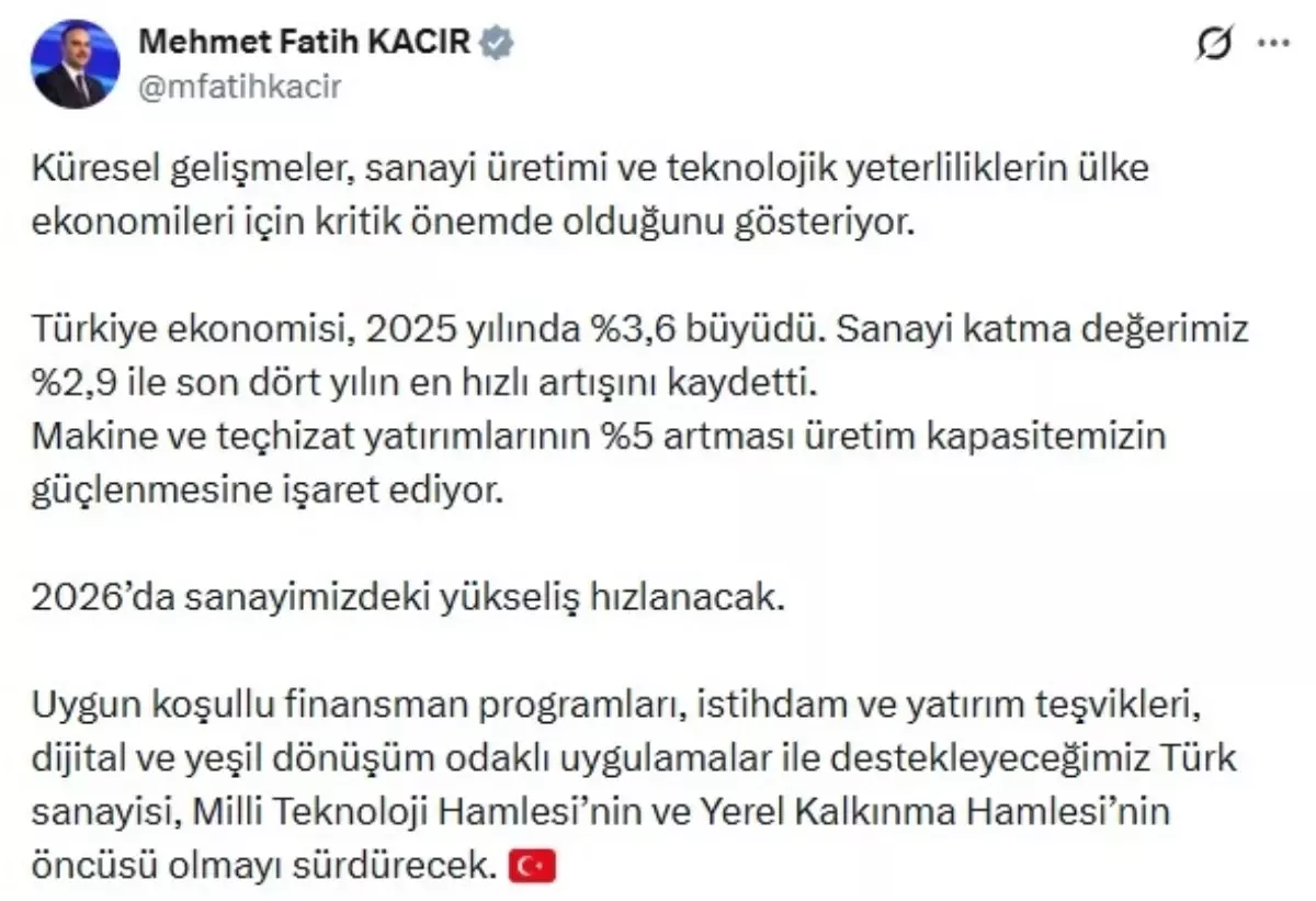 Türkiye Ekonomisinde Sanayi Yükseliyor
