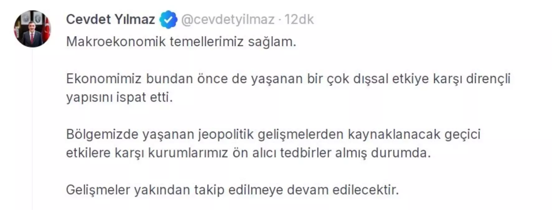 Cevdet Yılmaz: Ekonomimiz Sağlam