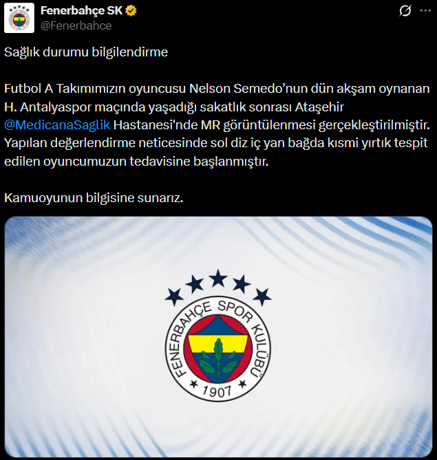 Sakatlıklarla boğuşan Fenerbahçe'ye bir şok daha Sakatlıklarla boğuşan Fenerbahçe'ye bir şok daha