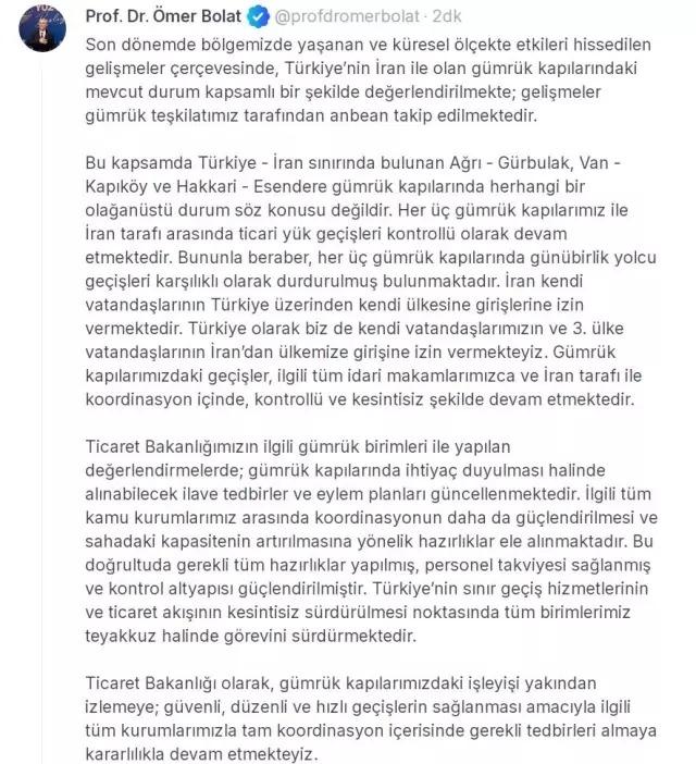 Türkiye-İran sınır kapılarında günübirlik yolcu geçişleri durduruldu Türkiye-İran sınır kapılarında günübirlik yolcu geçişleri durduruldu