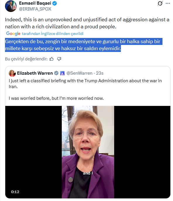 ABD'li Senatör Warren'dan Trump'a İran eleştirisi: Bu savaş yalanlara dayanıyor