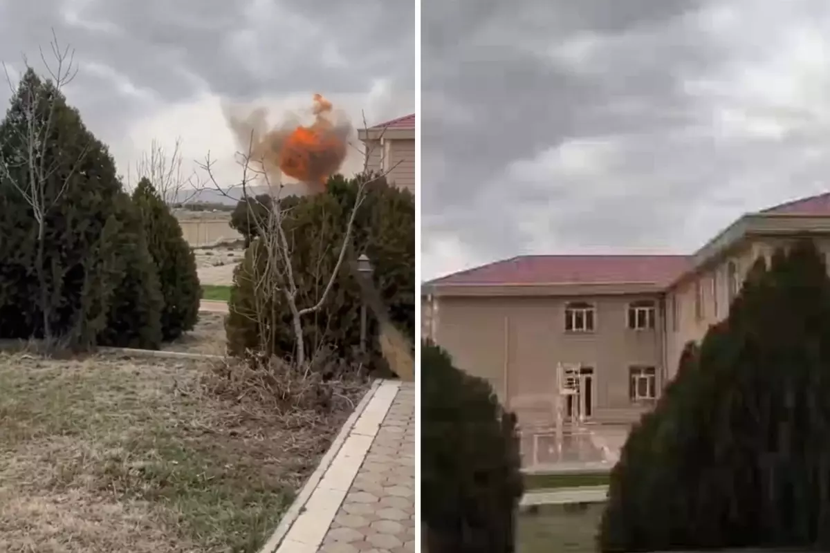 Azerbaycan\'da okulun yanına İHA düştü