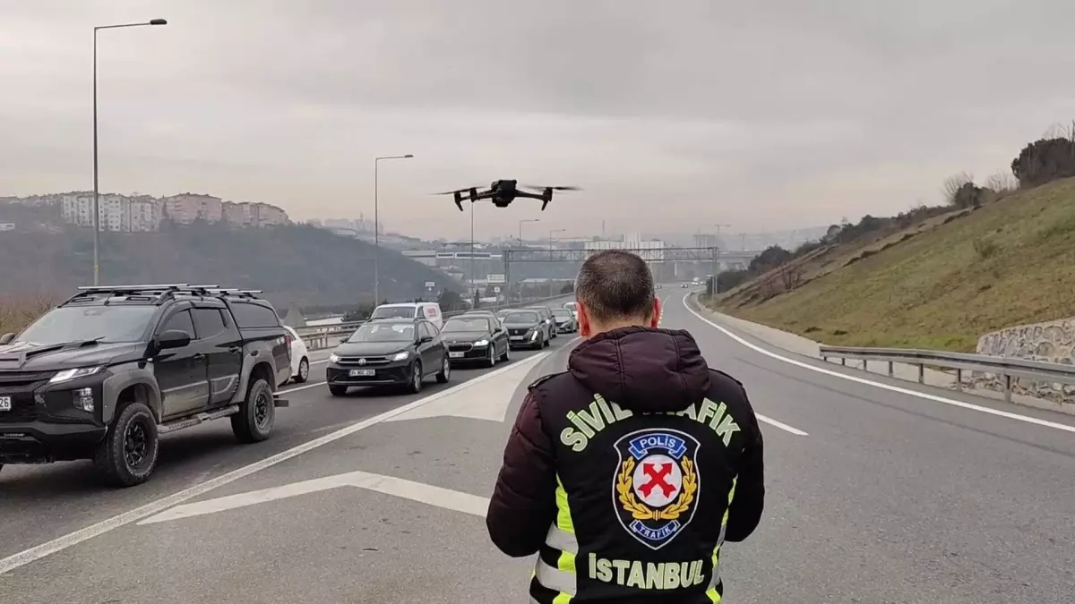 Dronla Trafik Denetimi: 5 Sürücü Cezalandırıldı