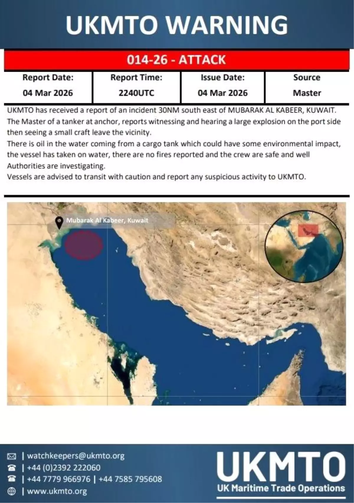 Kuveyt Açıklarında Petrol Tankerinde Patlama