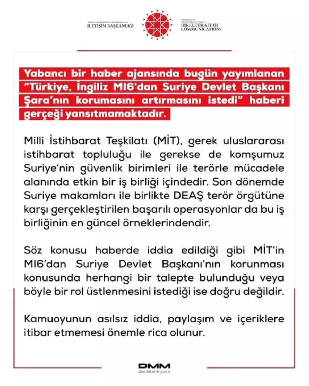 DMM: MI6 İddiası Gerçeği Yansıtmıyor
