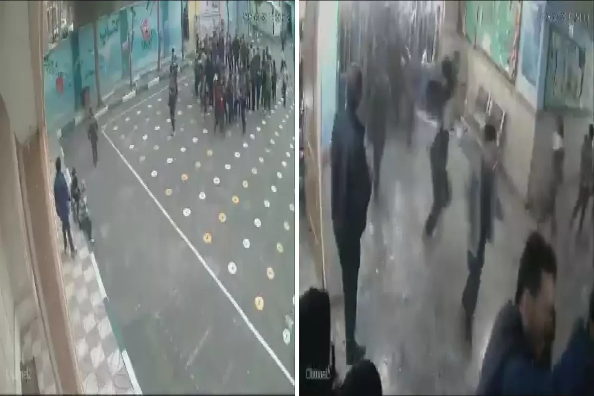İran\'da okulun yakınına düşen füzenin dehşeti kameralarda: Çocuklar dehşeti yaşadı