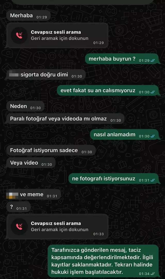 Yazışmaları paylaştı: Müşterisinden kadın sigortacıya uygunsuz teklif
