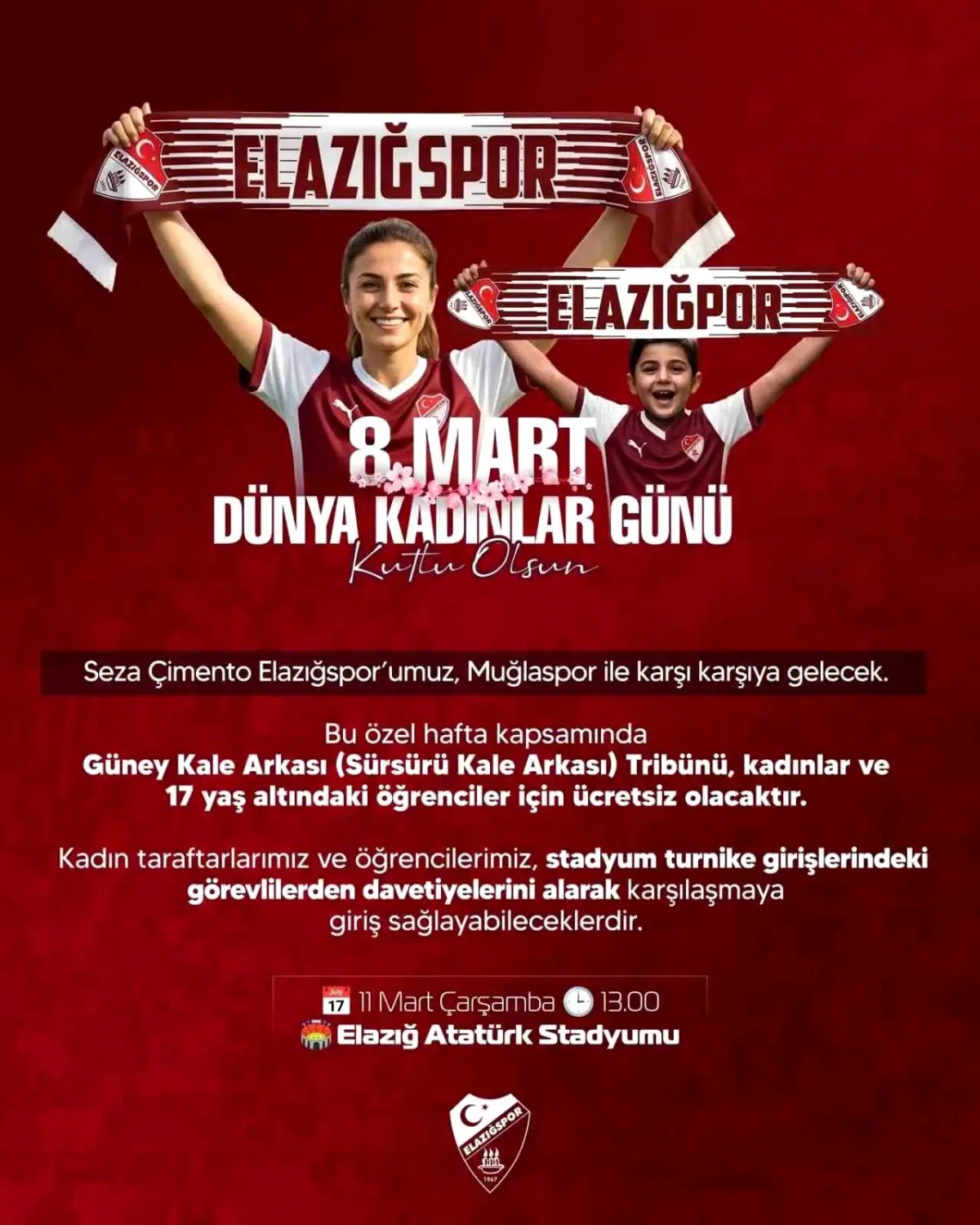 Elazığspor\'dan Kadınlara Ücretsiz Bilet