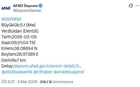 Denizli'de bir deprem daha! Şimdi de 4.2 ile sallandı