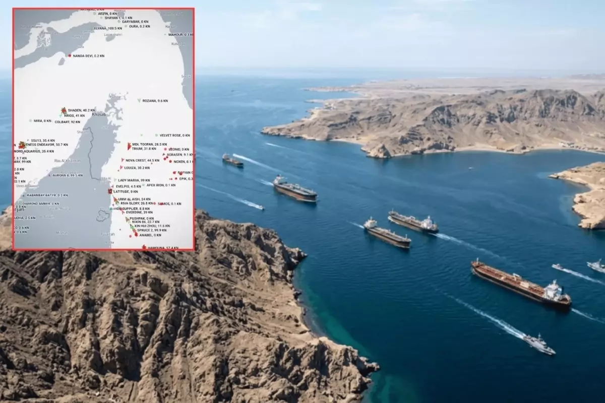 Hürmüz Boğazı\'ndaki hareketlilik, takip sisteminde böyle görüntülendi