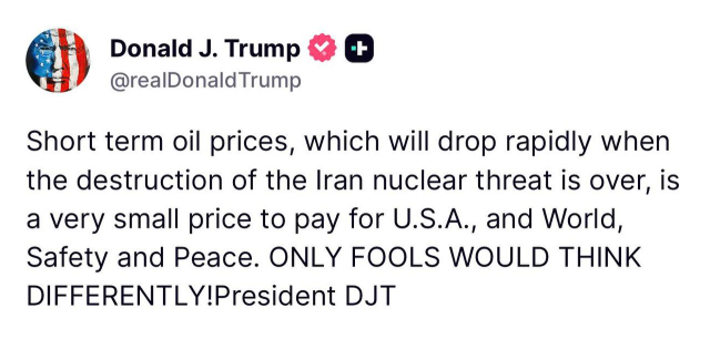 Trump: İran tehdidi yok edildiğinde petrol fiyatları düşecek