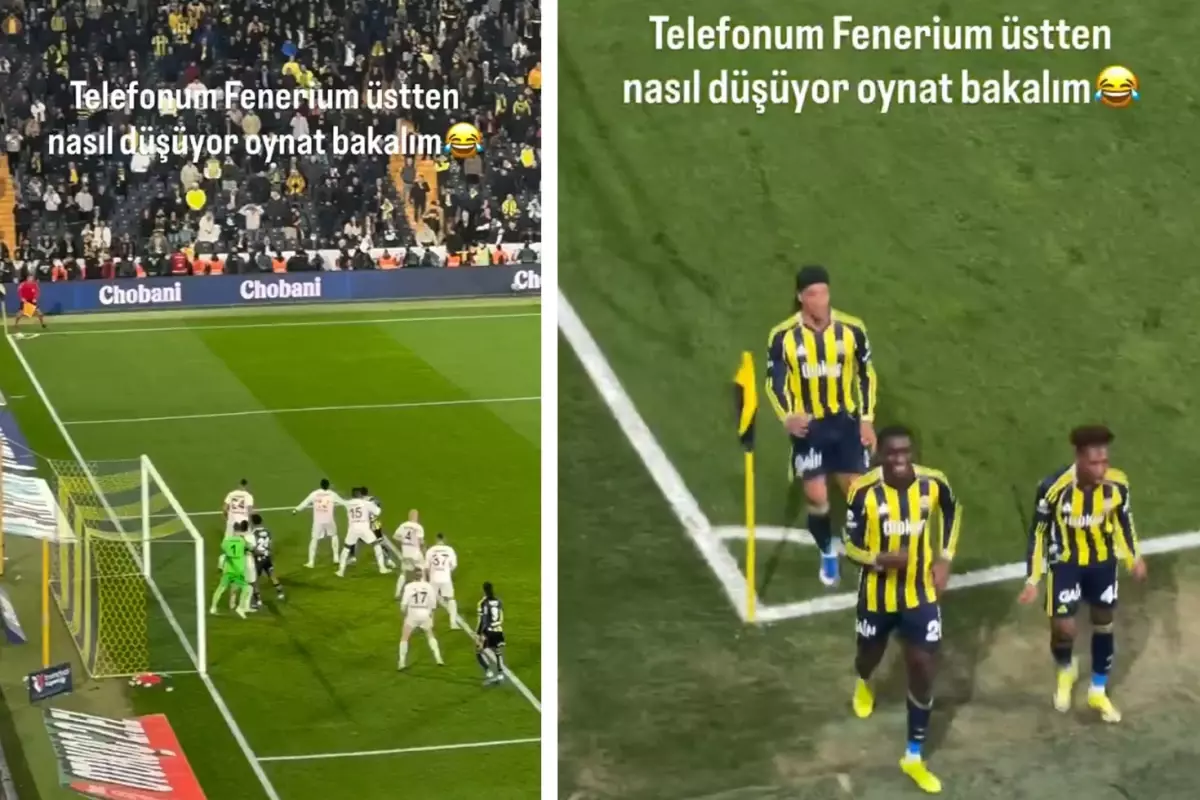 90+5\'te gelen golle telefonunu tribünden alt kata düşürdü! Sonrasında olanlar daha da ilginç