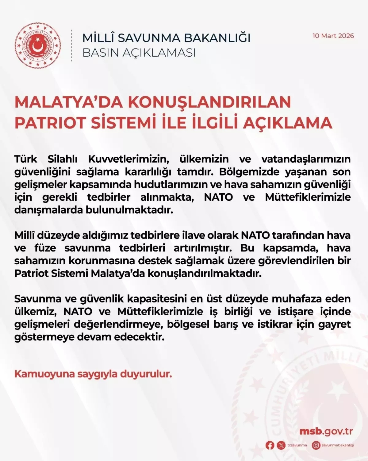 Malatya\'ya Patriot Sistemi Konuşlandırıldı