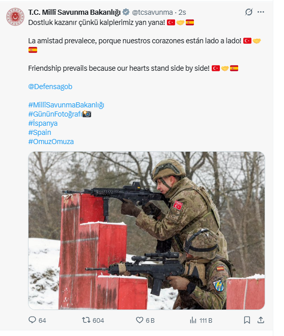 Türkiye-İspanya rüzgarına MSB de kayıtsız kalamadı