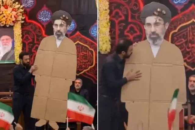 Anma törenlerine Mücteba Hamaney’in karton maketi getirildi