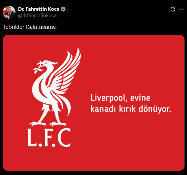 Fahrettin Koca'dan Galatasaray'ın tarihi zaferi sonrası bomba Liverpool paylaşımı