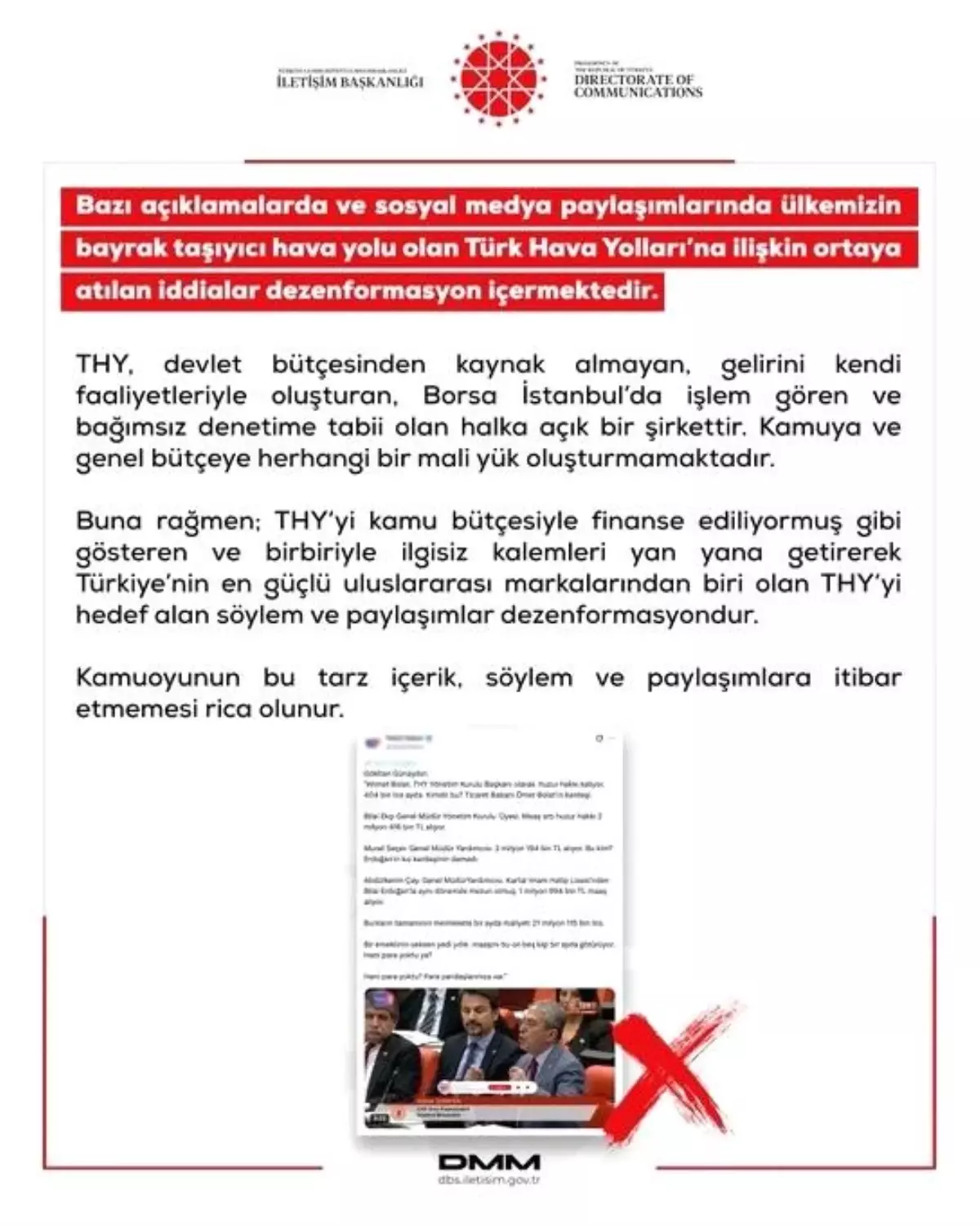 DMM\'den THY Dezenformasyon Açıklaması