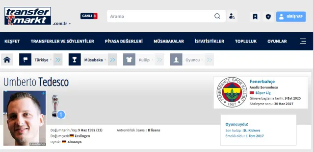 İsim benzerliği taraftarı şoke etti! Tedesco'ya PFDK'dan ceza