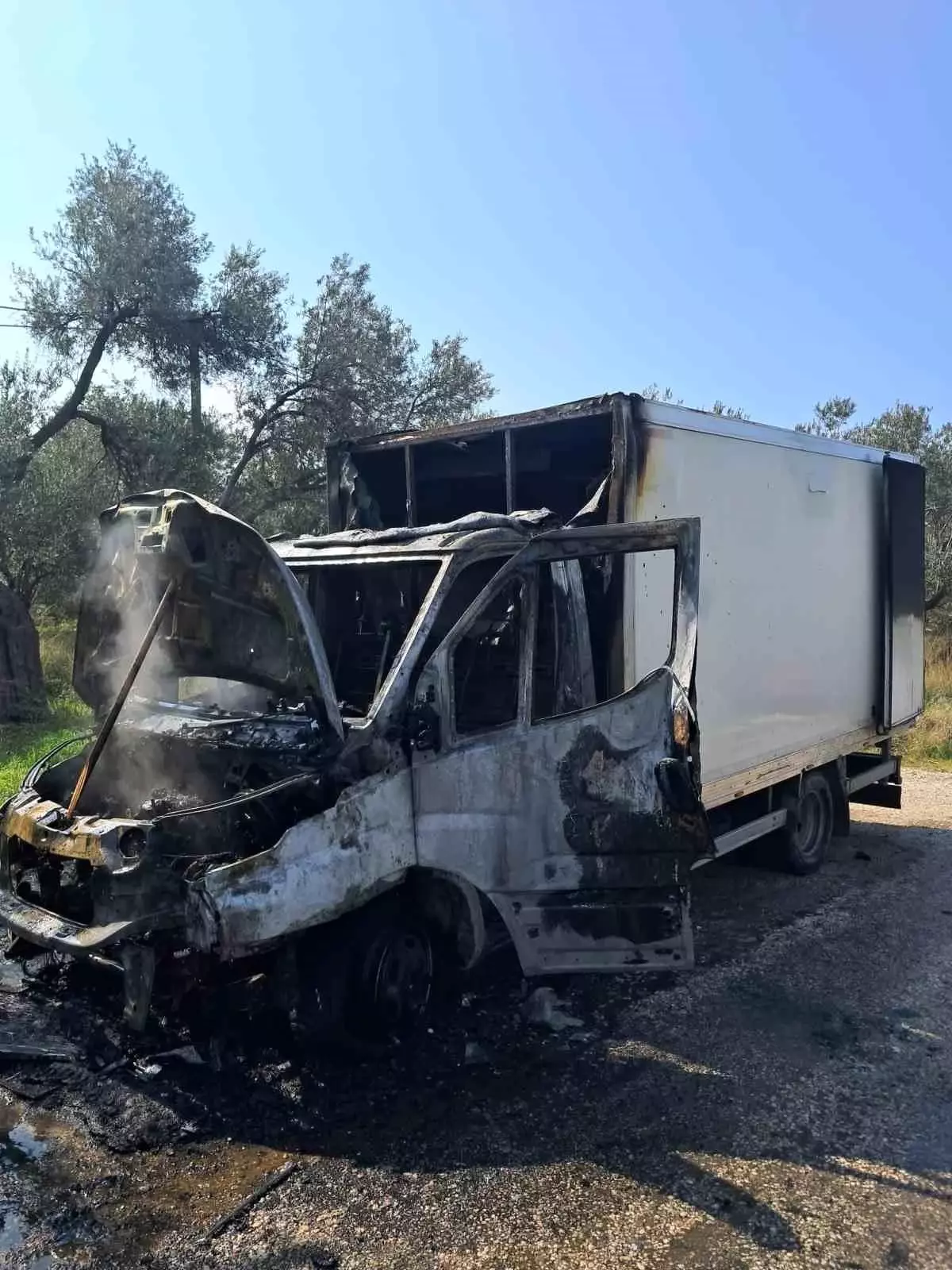 Çanakkale\'de Kamyonet Yangını