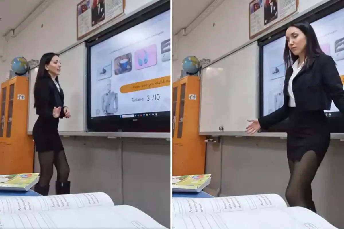 Kıyafetiyle gündem olan bir öğretmen daha