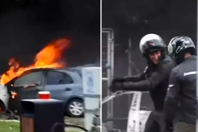 Tel Aviv yanarken polislerin şakalaştıkları görüntü olay oldu