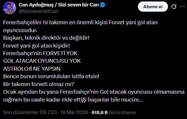 'Fenerbahçe 2026'da şampiyon' diyen astrolog Saran'ı istifaya çağırdı