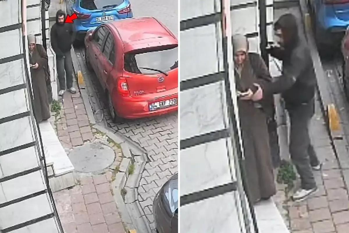 Güpegündüz kaydedilen görüntüye bakın: Kadının yanına sinsice yaklaşıp...