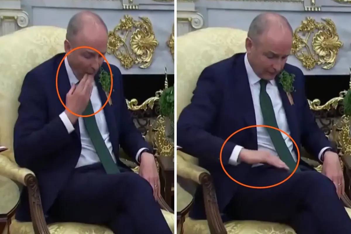 İrlanda Başbakanı Micheal Martin\'in Beyaz Saray\'daki talihsiz anları: Kameraları unuttu, pantolonundaki lekeyi kendi yöntemiyle temizledi