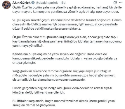 Polemik büyüyor! Bakan Gürlek'e CHP lideri Özel'den yanıt