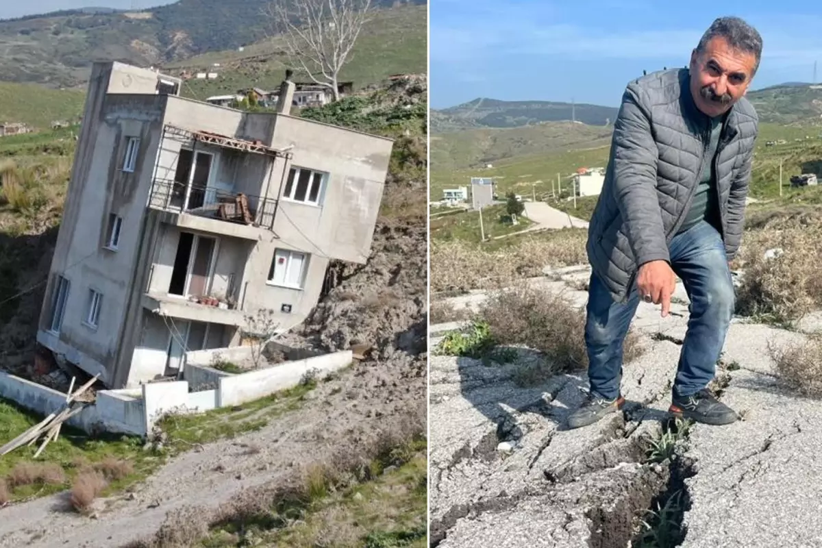 Dağ mahalleyi yutuyor! 14 ev yıkıldı, yolun güzergahı değişti