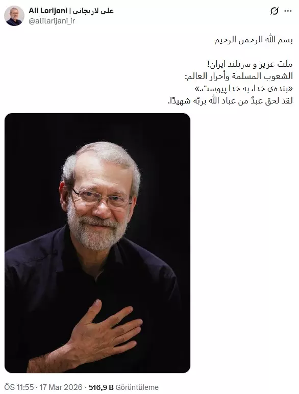İran, Ali Laricani'nin hayatını kaybettiğini doğruladı
