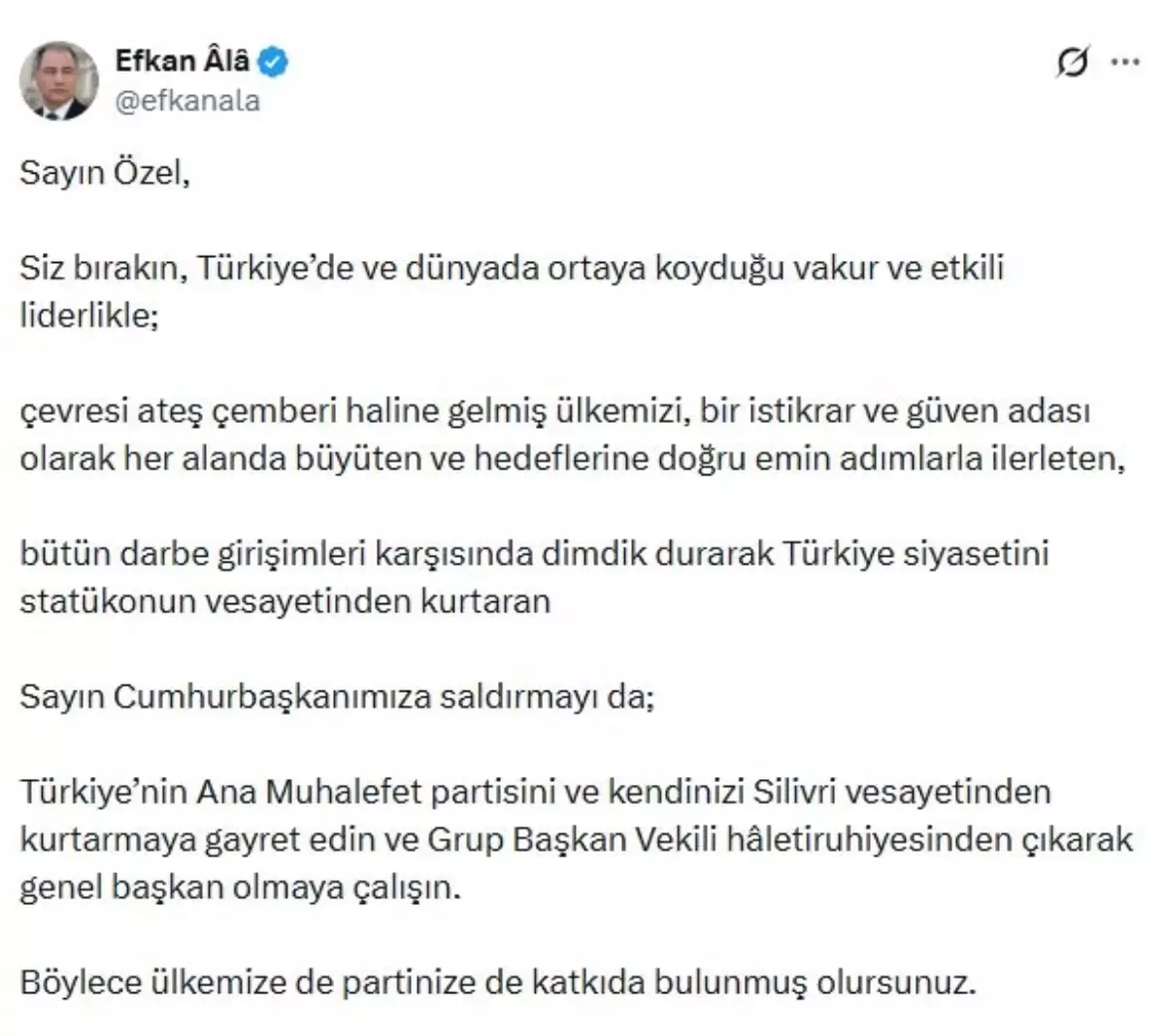 Ala\'dan Özel\'e Tepki