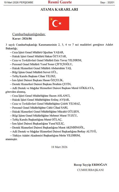 Gürlek döneminde bakanlıkta ilk atama rüzgarı! Çok sayıda koltuğa yeni isim
