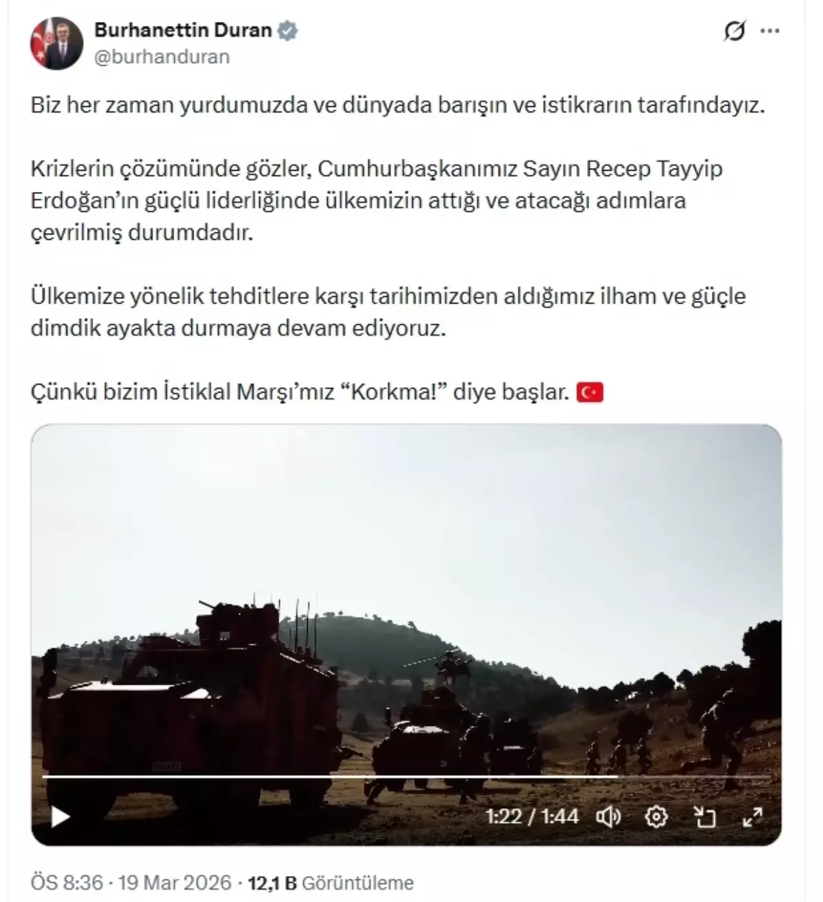 İletişim Başkanı Duran: Barış ve İstikrar İçin Güçlü Liderlik