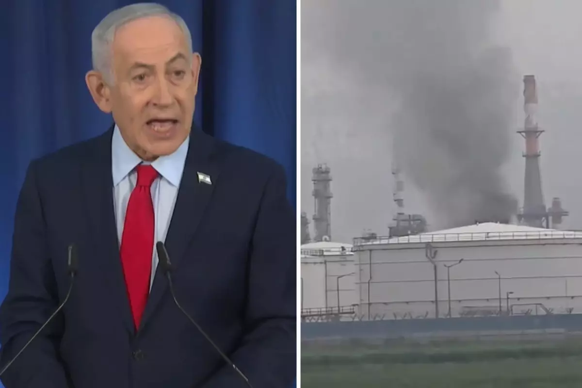 Netanyahu konuşurken, İran İsrail\'in rafinelerini füzelerle vurdu