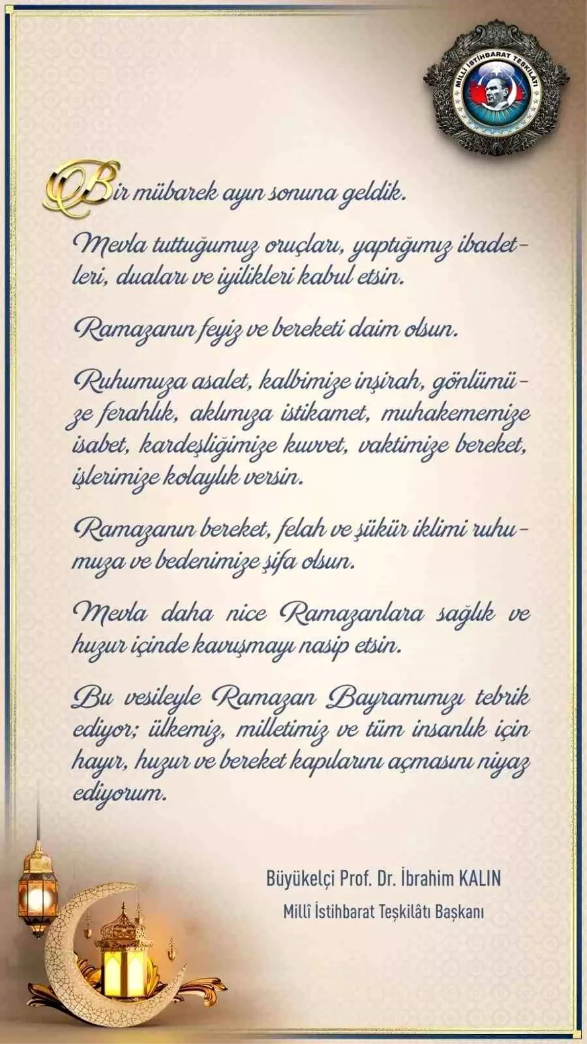 MİT Başkanı Kalın\'dan Ramazan Bayramı Mesajı