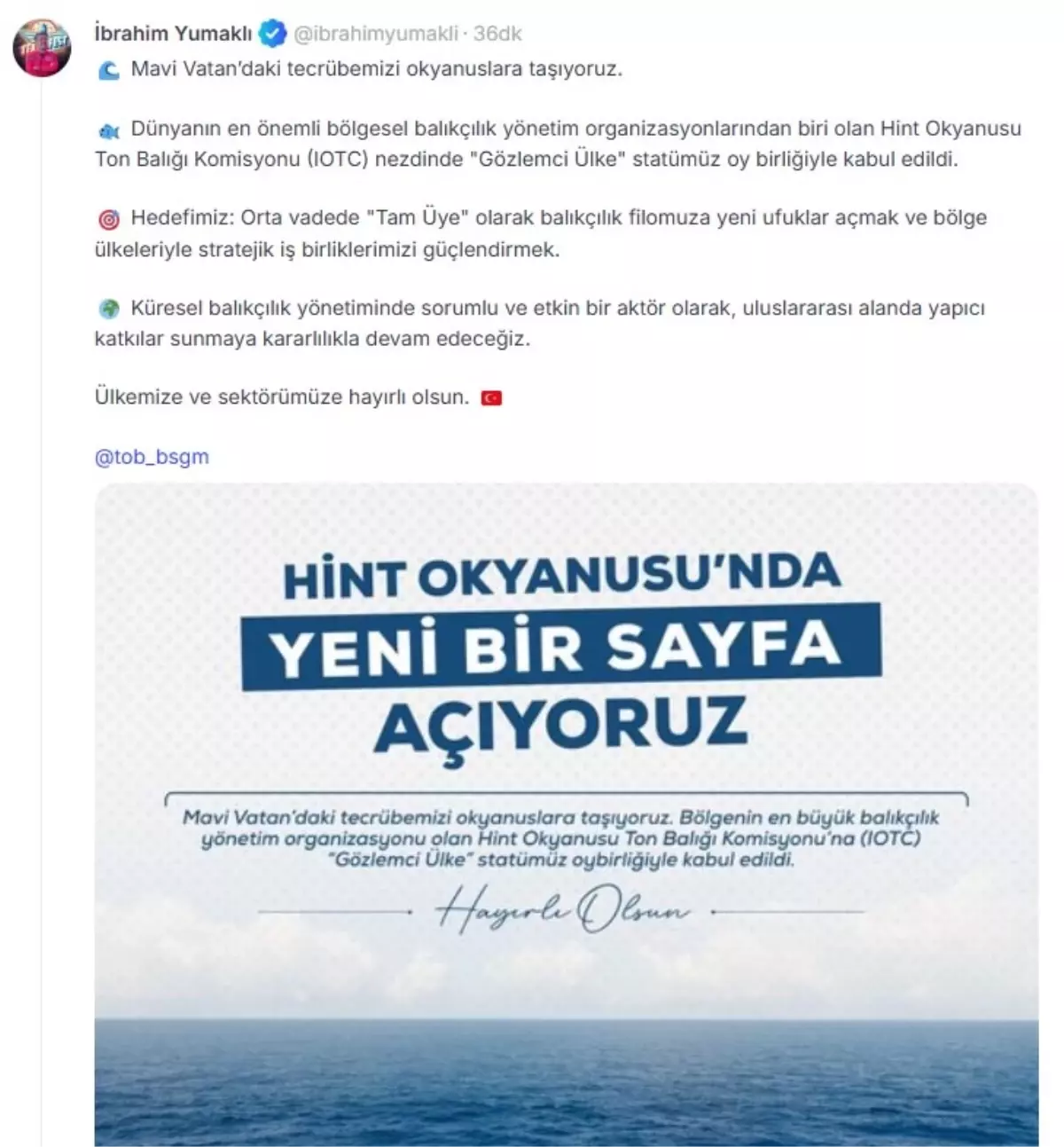 Türkiye, Hint Okyanusu Komisyonu\'nda Gözlemci Ülke Oldu