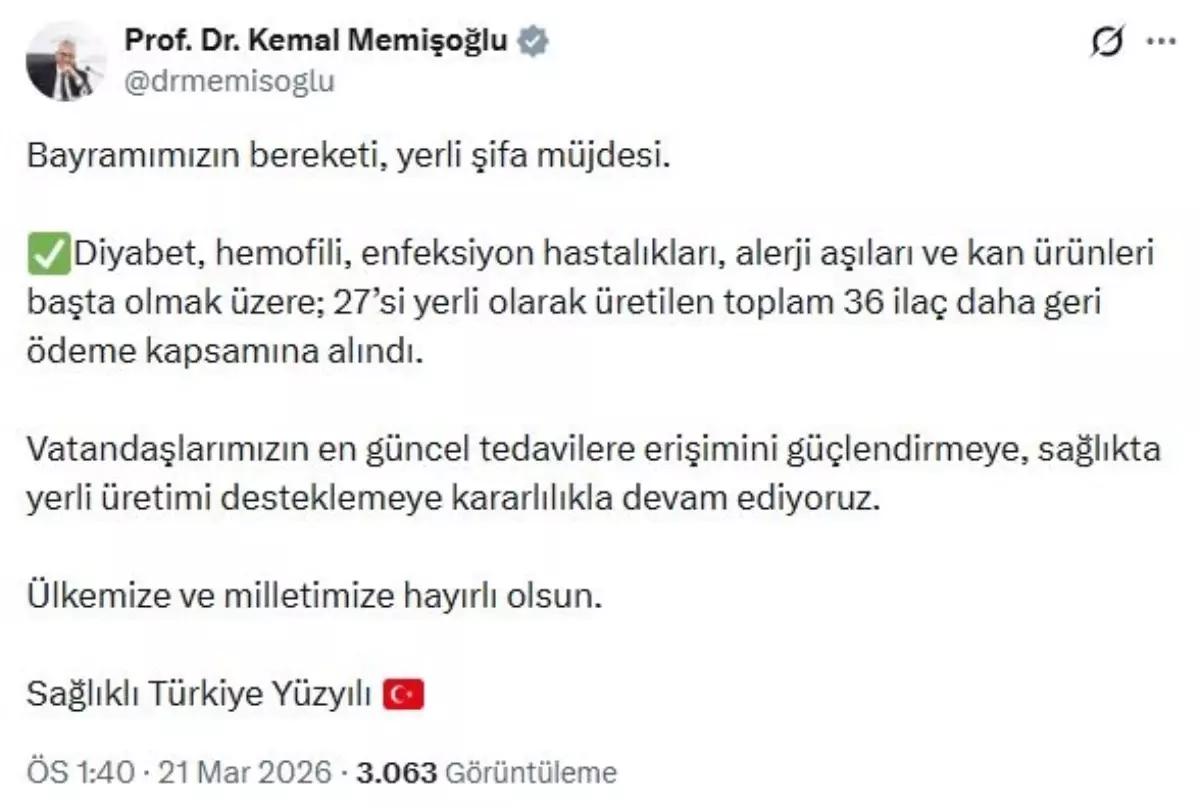 36 ilaç geri ödeme kapsamına alındı